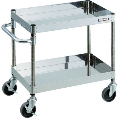 TRUSCO ステンレスワゴン クリーンフェニックスワゴン SUS304 W750×D500×H600 2段 スチール金具 CPE3-672（直送品）