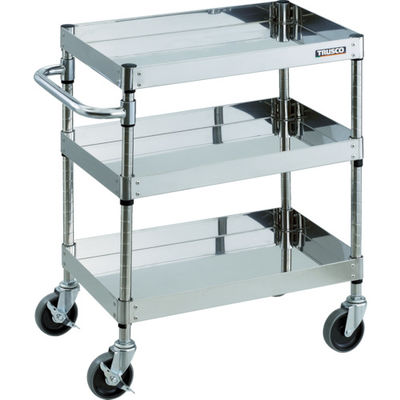 TRUSCO ステンレスワゴン クリーンフェニックスワゴン SUS304 W600×D400×H740 3段 スチール金具 CPE3-763（直送品）