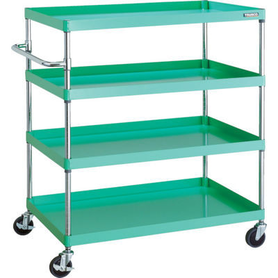 TRUSCO ツールワゴン フェニックスワゴン 省音 1000X650XH1200 4段 ヤンググリーン PEW-12104-YG 1台（直送品）