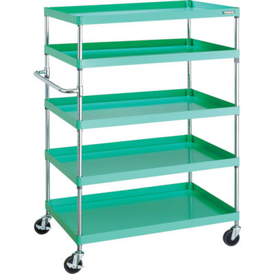 TRUSCO ツールワゴン フェニックスワゴン 省音 1000X650XH1500 5段 ヤンググリーン PEW-15105-YG 1台（直送品）