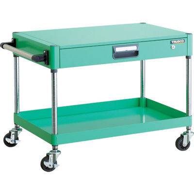TRUSCO ツールワゴン フェニックスワゴン 省音 750X500 薄型1段引出付 ヤンググリーン PEW-671Z-YG 1台（直送品）