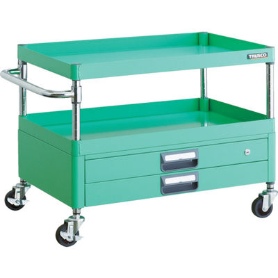 TRUSCO ツールワゴン フェニックスワゴン 省音 750X500XH600 2段引出付 ヤンググリーン PEW-672X-YG 1台（直送品）