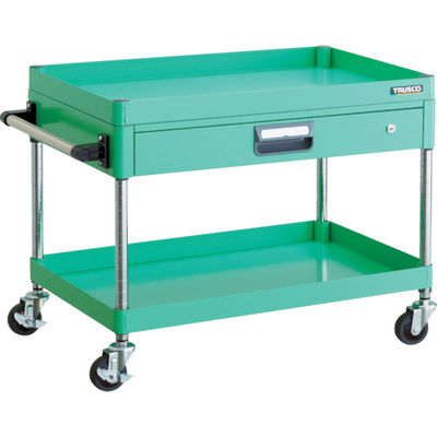 TRUSCO ツールワゴン フェニックスワゴン 省音 750X500 薄型1段引出付 ヤンググリーン PEW-672Z-YG 1台（直送品）