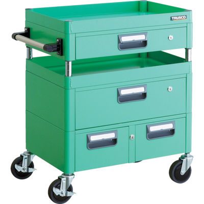 TRUSCO ツールワゴン フェニックスワゴン 抗菌 省音 600X400XH740 引出付 ヤンググリーン PEW-762VWZ-YG（直送品）