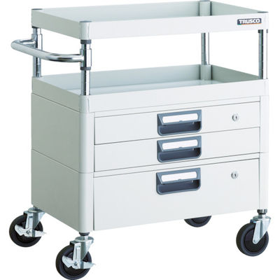 トラスコ中山 TRUSCO ツールワゴン フェニックスワゴン 省音 600X400XH740 引出付 ホワイト PEW-762VX-W 1台（直送品）