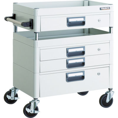 TRUSCO ツールワゴン フェニックスワゴン 抗菌 省音 600X400XH740 引出付 ホワイト PEW-762VXZ-W 1台（直送品）