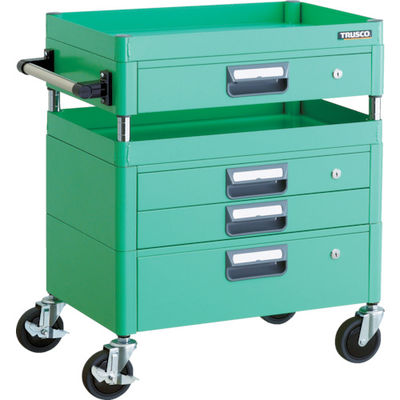 TRUSCO ツールワゴン フェニックスワゴン 抗菌 省音 600X400XH740 引出付 ヤンググリーン PEW-762VXZ-YG（直送品）