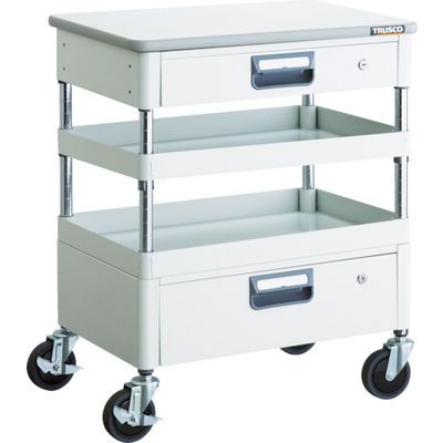 TRUSCO ツールワゴン フェニックスワゴン 省音 600X400XH740 引出 天板付 ホワイト PEW-762VZT-W 1台（直送品）