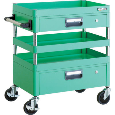 TRUSCO ツールワゴン フェニックスワゴン 省音 600X400XH740 引出付 ヤンググリーン PEW-763VZ-YG 1台（直送品）