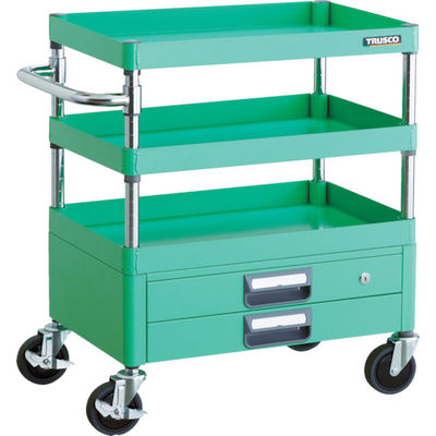 TRUSCO ツールワゴン フェニックスワゴン 省音 600X400XH740 2段引出付 ヤンググリーン PEW-763X-YG 1台（直送品）
