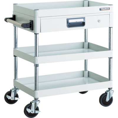 トラスコ中山 TRUSCO ツールワゴン フェニックスワゴン 省音 600X400 薄型1段引出付 ホワイト PEW-763Z-W 1台（直送品）