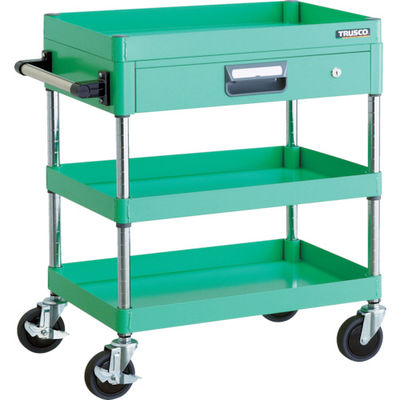 TRUSCO ツールワゴン フェニックスワゴン 省音 600X400 薄型1段引出付 ヤンググリーン PEW-763Z-YG 1台（直送品）