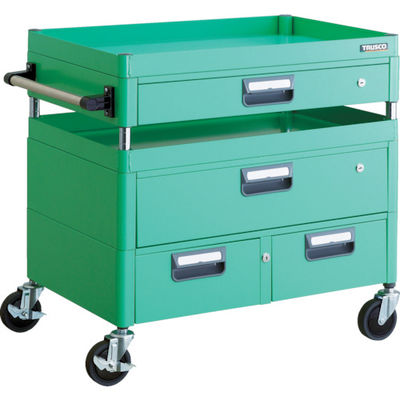 TRUSCO ツールワゴン フェニックスワゴン 抗菌 省音 750X500XH740 引出付 ヤンググリーン PEW-772VWZ-YG（直送品）