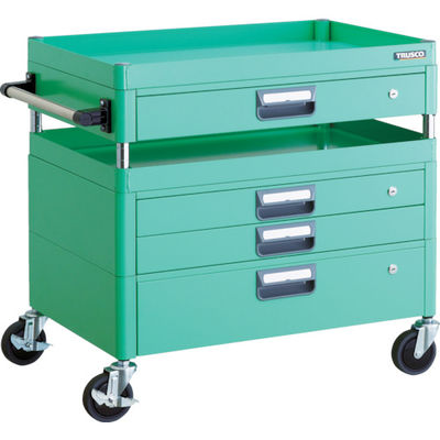 TRUSCO ツールワゴン フェニックスワゴン 抗菌 省音 750X500XH740 引出付 ヤンググリーン PEW-772VXZ-YG（直送品）