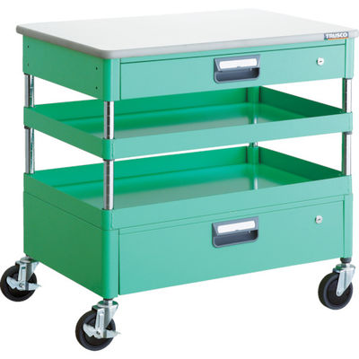 TRUSCO ツールワゴン フェニックスワゴン 省音 750X500XH740 引出 天板付 ヤンググリーン PEW-772VZT-YG（直送品）