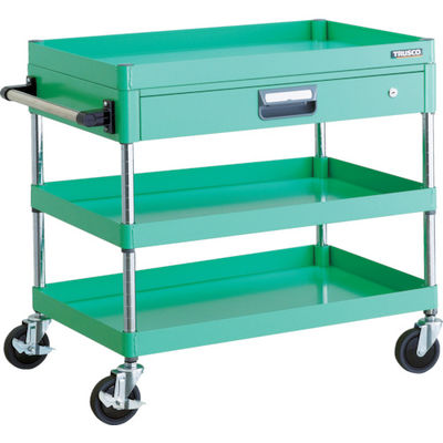 TRUSCO ツールワゴン フェニックスワゴン 省音 750X500 薄型1段引出付 ヤンググリーン PEW-773Z-YG 1台（直送品）