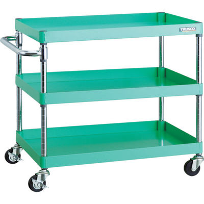 TRUSCO ツールワゴン フェニックスワゴン 900X600 3段 φ75ゴム車輪 ヤンググリーン PEW-793-G75-YG 1台（直送品）