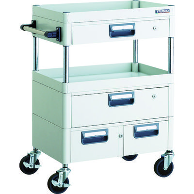 TRUSCO ツールワゴン フェニックスワゴン 省音 600X400XH880 引出付 ホワイト PEW-962VWZ-W 1台（直送品）