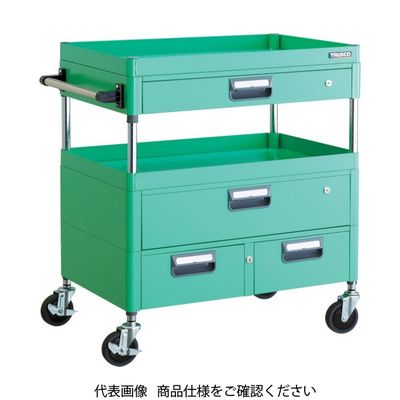 TRUSCO ツールワゴン フェニックスワゴン 省音 600X400XH880 引出付 ヤンググリーン PEW-962VWZ-YG 1台（直送品）