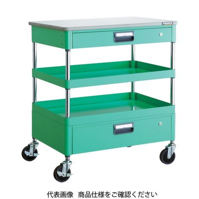 TRUSCO ツールワゴン フェニックスワゴン 省音 600X400XH880 引出 天板付 ヤンググリーン PEW-962VZT-YG（直送品）