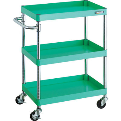 TRUSCO ツールワゴン フェニックスワゴン 600X400 3段 φ75ゴム車輪 ヤンググリーン PEW-963-G75-YG 1台（直送品）