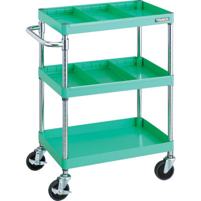 TRUSCO ツールワゴン フェニックスワゴン 省音 600X400 仕切2段付 ヤンググリーン PEW-963S2-YG 1台（直送品）