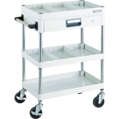 TRUSCO ツールワゴン フェニックスワゴン 省音 600X400 仕切2段付 引出付 ホワイト PEW-963ZS2-W 1台（直送品）