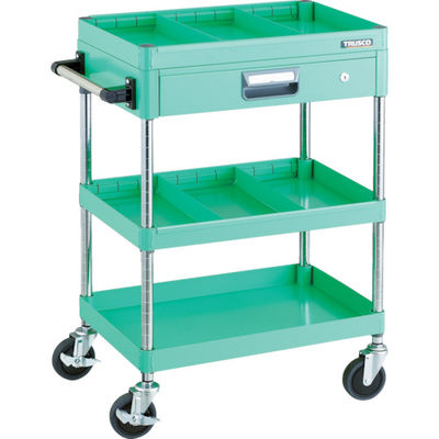 TRUSCO ツールワゴン フェニックスワゴン 省音 600X400 仕切2段付 引出付 ヤンググリーン PEW-963ZS2-YG 1台（直送品）