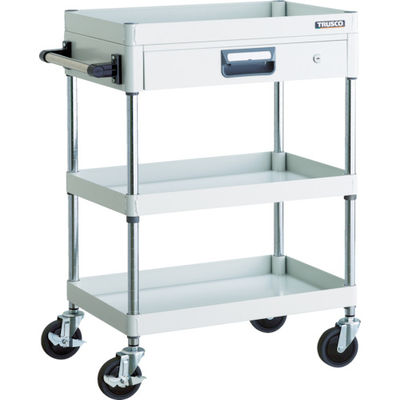 トラスコ中山 TRUSCO ツールワゴン フェニックスワゴン 省音 600X400 薄型1段引出付 ホワイト PEW-963Z-W 1台（直送品）