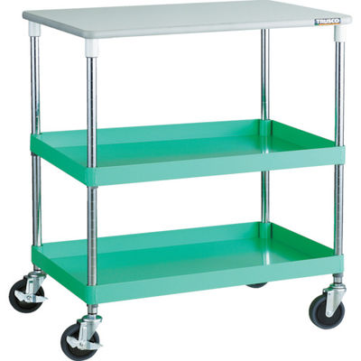 TRUSCO ツールワゴン フェニックスワゴン 省音 750X500XH880 2段 天板付 ヤンググリーン PEW-972T-YG 1台（直送品）