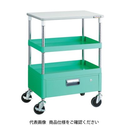 TRUSCO ツールワゴン フェニックスワゴン 省音 750X500 1段引出 天板付 ヤンググリーン PEW-972VT-YG 1台（直送品）