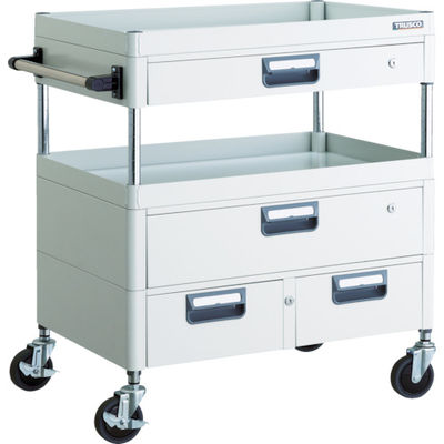 TRUSCO ツールワゴン フェニックスワゴン 省音 750X500XH880 引出付 ホワイト PEW-972VWZ-W 1台（直送品）