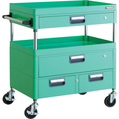 TRUSCO ツールワゴン フェニックスワゴン 省音 750X500XH880 引出付 ヤンググリーン PEW-972VWZ-YG 1台（直送品）