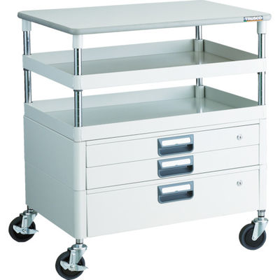 TRUSCO ツールワゴン フェニックスワゴン 抗菌 省音 750X500XH880 引出 天板付 ホワイト PEW-972VXT-W 1台（直送品）