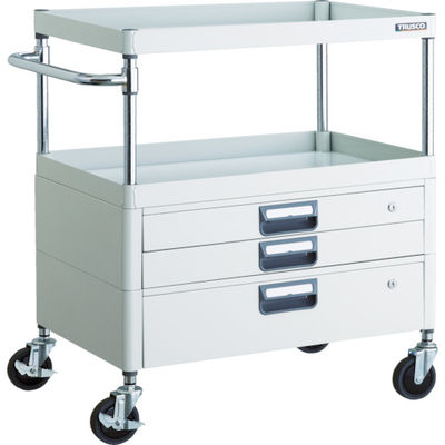 トラスコ中山 TRUSCO ツールワゴン フェニックスワゴン 省音 750X500XH880 引出付 ホワイト PEW-972VX-W 1台（直送品）