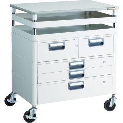 TRUSCO ツールワゴン フェニックスワゴン 抗菌 省音 750X500XH880 引出 天板付 ホワイト PEW-972VXWT-W（直送品）