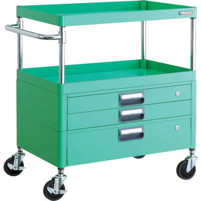 TRUSCO ツールワゴン フェニックスワゴン 省音 750X500XH880 引出付 ヤンググリーン PEW-972VX-YG 1台（直送品）