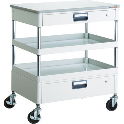 TRUSCO ツールワゴン フェニックスワゴン 省音 750X500XH880 引出 天板付 ホワイト PEW-972VZT-W 1台（直送品）
