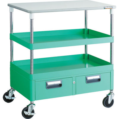 TRUSCO ツールワゴン フェニックスワゴン 省音 750X500XH880 引出 天板付 ヤンググリーン PEW-972WT-YG 1台（直送品）