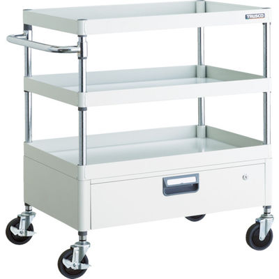 TRUSCO ツールワゴン フェニックスワゴン 省音 750X500XH880 1段引出付 ホワイト PEW-973V-W 1台（直送品）