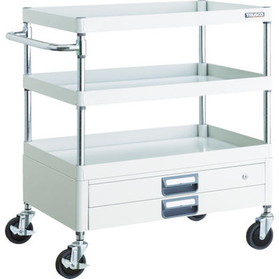 TRUSCO ツールワゴン フェニックスワゴン 省音 750X500XH880 2段引出付 ホワイト PEW-973X-W 1台（直送品）