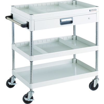 TRUSCO ツールワゴン フェニックスワゴン 省音 750X500 仕切2段付 引出付 ホワイト PEW-973ZS2-W 1台（直送品）