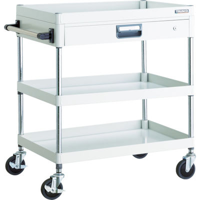 トラスコ中山 TRUSCO ツールワゴン フェニックスワゴン 省音 750X500 薄型1段引出付 ホワイト PEW-973Z-W 1台（直送品）