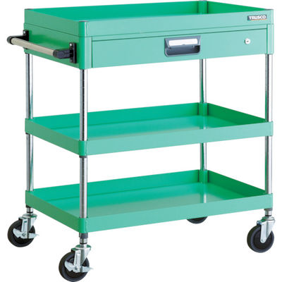 TRUSCO ツールワゴン フェニックスワゴン 省音 750X500 薄型1段引出付 ヤンググリーン PEW-973Z-YG 1台（直送品）
