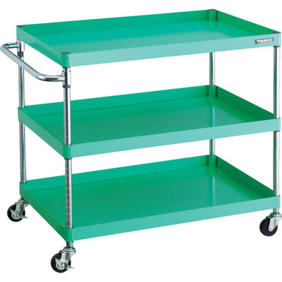 TRUSCO ツールワゴン フェニックスワゴン 900X600 3段 φ75ゴム車輪 ヤンググリーン PEW-993-G75-YG 1台（直送品）
