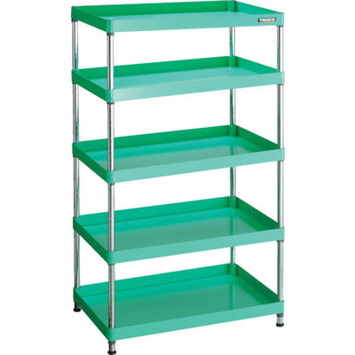 TRUSCO スチールラック フェニックスワゴンラック型 抗菌750X500 5段 ヤンググリーン PEW-R1575-YG 1台（直送品）