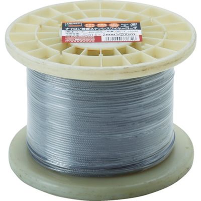 トラスコ中山 TRUSCO ステンレスワイヤロープ ナイロン被覆 Φ1.5(2.0)mmX20 CWC-15S200 1巻 489-0825（直送品）