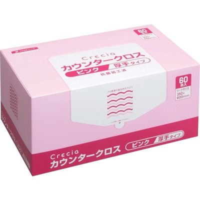 日本製紙クレシア クレシア カウンタークロス 厚手タイプ ピンク 65322 1ケース(360枚) 470-5165（直送品）