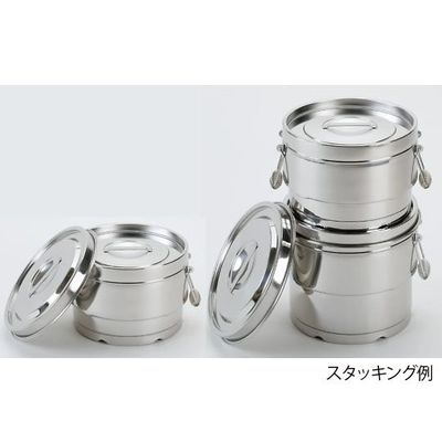 ホクリク総業 18-8 段付二重保温食缶クリップなし 8L 1個 64-5405-68（直送品）