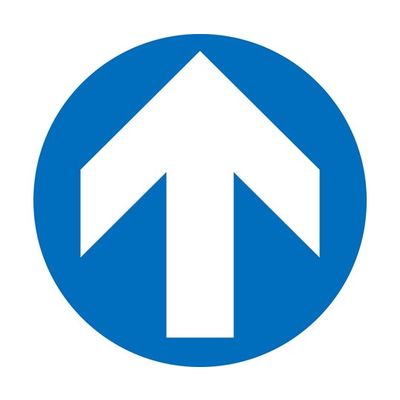 日本緑十字社 階段蹴込み板用標示ステッカー 矢印 STPSー8 青 100×100mm 4枚組 エンビ 404108 1組(4枚)（直送品）